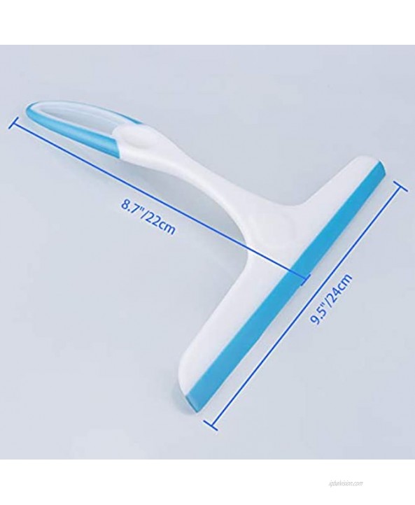 2 Pack Shower Squeegee Blue Rubber Squeegee Stainless Steel Glass Window Squeegee with Non-Slip 10inch 26cm Silicone Blade; Suitable for Shower Doors Bathroom Windows Mirror and Car Glass