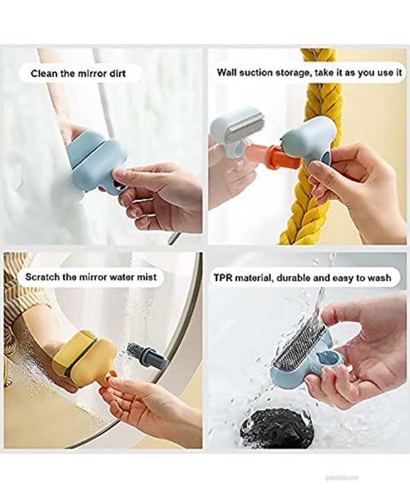 2Pcs Mini Silicon Glass Squeegee Window Cleaning Brush Scraper Brush for Windows Glass Bathroom Mirror with Suction Cup Hook Household Cleaning Tools