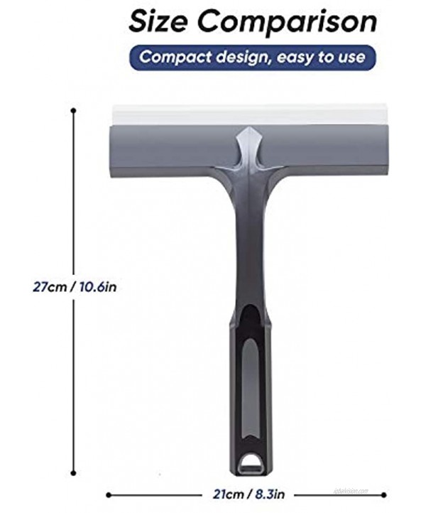 AD AIDO Silicone Squeegee Glass Window Cleaner with Hanging Hole & Ergonomic Handle for Shower Window & Car Glass Grey