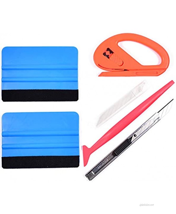 AHCHAY Craft Vinyl Wrap Tool Kit Window Car Body Tint Film Tools: 4-inch Squeegee with Felt Soft Go Corner Vinyl Stick Utility Knife and Replacement Blades Zippy Paper Cutter