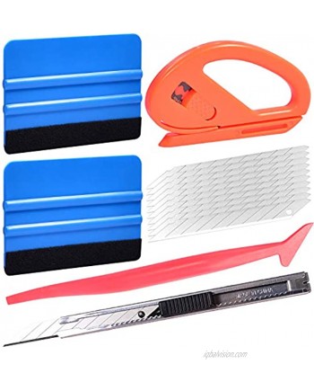 AHCHAY Craft Vinyl Wrap Tool Kit Window Car Body Tint Film Tools: 4-inch Squeegee with Felt Soft Go Corner Vinyl Stick Utility Knife and Replacement Blades Zippy Paper Cutter