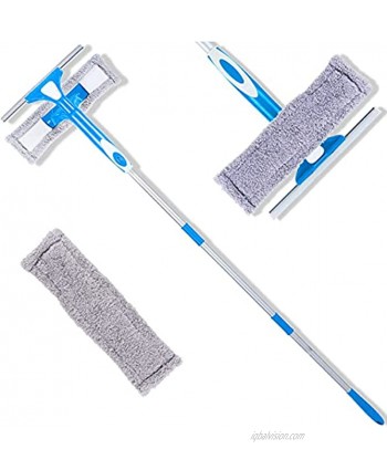 FRMARCH Professional 3-in-1 Window Squeegee -Microfiber Extendable Window Scrubber Washer Cleaner Washing Equipment Kit Extension Pole Window Cleaning Tools for High Window Car or Shower