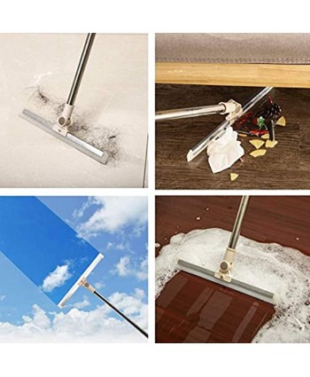 GeeRo Floor Squeegee Professional Water Scrubber Squeegee 46.5" Stainless Steel Telescoping Long Handle Swivelled Joint Squeegee 19.7" Silicone Blade for Cleaning Shower Glass Window Marble Tile