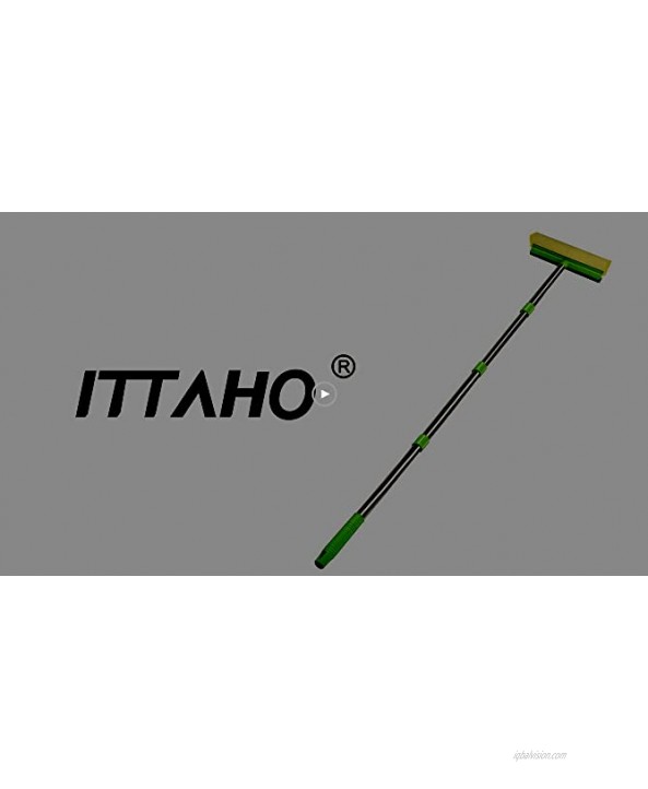 ITTAHO Multi-Use Window Squeegee 2 in 1 Squeegee Window Cleaner with Long Extension Pole Sponge Car Window Squeegee with 58Long Handle for Gas Station Glass,Shower,Outdoor High Window Cleaning