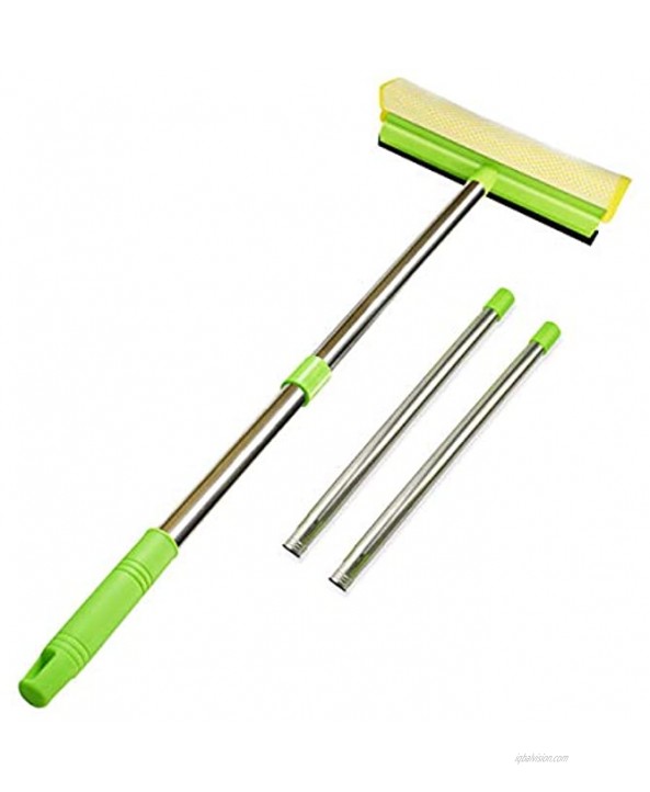 ITTAHO Multi-Use Window Squeegee 2 in 1 Squeegee Window Cleaner with Long Extension Pole Sponge Car Window Squeegee with 58Long Handle for Gas Station Glass,Shower,Outdoor High Window Cleaning