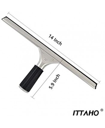ITTAHO Professional Window Squeegee for Shower Glass Door,Smooth Surface Cleaning-Stainless Steel-14 Inch