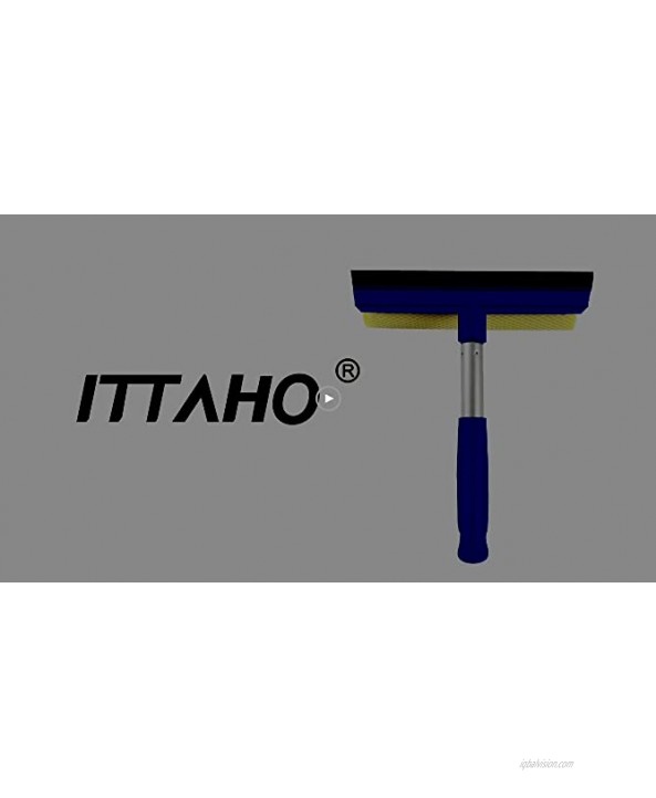 ITTAHO Window Squeegee Cleaning Tool,Sponge Car Squeegee Window Cleaner for Car Windshield,Car Bumper,Auto Exterior Cleaning Tool,House Shower Glass Door,8 Inch Aluminum Pole -2 Pack