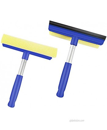 ITTAHO Window Squeegee Cleaning Tool,Sponge Car Squeegee Window Cleaner for Car Windshield,Car Bumper,Auto Exterior Cleaning Tool,House Shower Glass Door,8 Inch Aluminum Pole -2 Pack