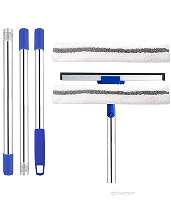 ITTAR Window Squeegee Cleaning Tools 2 in 1 Window Washing Squeegee with Extension Pole 58'' Long Handle for Window Shower Glass Door Household Tool