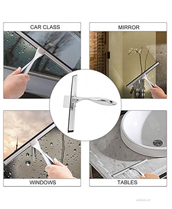MorNon Shower Squeegee Stainless Steel Glass Window Squeegee for Shower Doors Bathroom Window and Car Glass 10