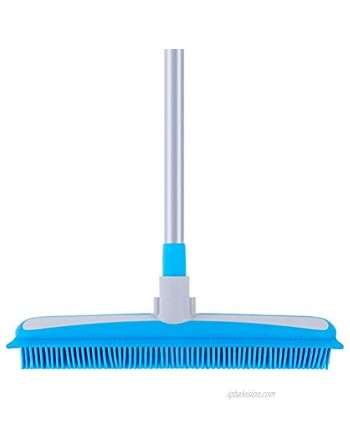 MR.SIGA Soft Bristle Rubber Broom and Squeegee with Telescopic Handle- 12.4" Width