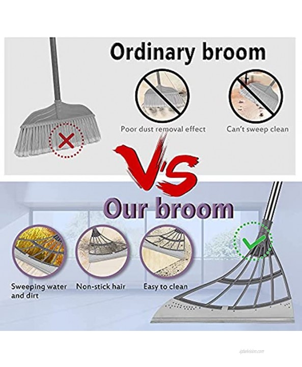 Multifunction Magic Broom Multifunction Wiper Broom Hook,Wipe Squeeze Silicone Mop Wash Floor Clean Tools Windows Scraper Pet Hair Non-Stick Sweeping and Kitchen（1 Pcs Gray Broom and Hook）