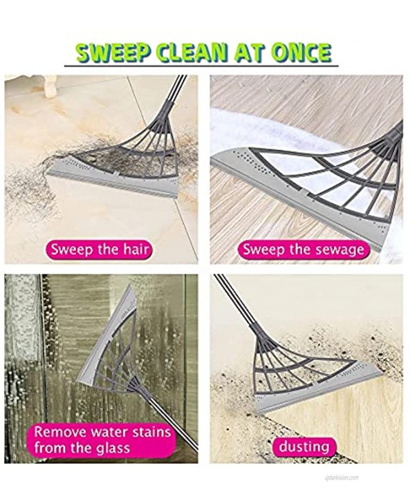 Multifunction Magic Broom Multifunction Wiper Broom Hook,Wipe Squeeze Silicone Mop Wash Floor Clean Tools Windows Scraper Pet Hair Non-Stick Sweeping and Kitchen（1 Pcs Gray Broom and Hook）