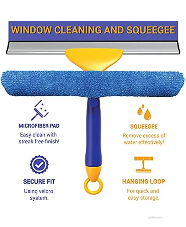 Professional Window Cleaning Combo Tool by SCRUBIT – 2 in 1 Window Cleaner Kit Includes 12.5 Inch Microfiber Scrubber Pad and Window Squeegee – Washing Supplies for Windows and Glass Shower Doors