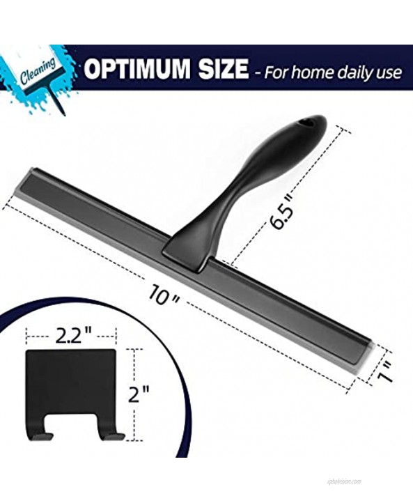 Shower Squeegee 10-Inch Matte Black Squeegee All-Purpose Stainless Steel Squeegee for Bathroom Shower Doors Mirrors Tiles and Car Windows 100% Streak Free