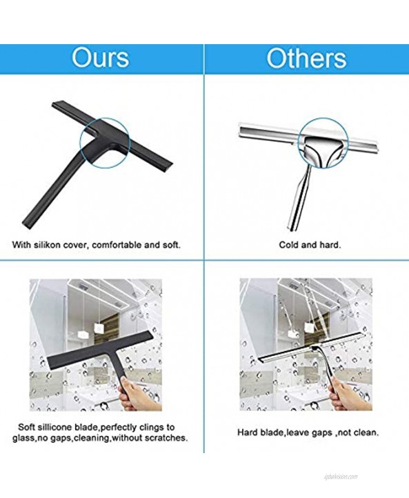 Shower Squeegee 9 Inch Silicone Shower Squeegee with Hook Clear Glass Wall Cleaner for Shower Glass Mirror & Bathroom