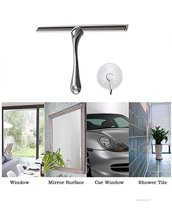 Shower Squeegee Plastic Bathroom Squeegee for Shower Doors with Suction Hook Holder Non-Slip Handle All-Purpose Glass Squeegee for Mirror Windows and Car Glass 10 Inches White