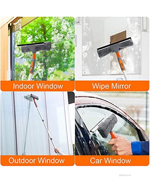 Squeegee Window Cleaner FUUNSOO Window Cleaner with 2 in 1 Telescopic Long Extension Pole 103’’ Window Cleaning Washing Tool with Bendable Head Glass Cleaning Tools for Indoor Outdoor High Window.
