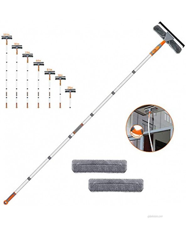 Squeegee Window Cleaner FUUNSOO Window Cleaner with 2 in 1 Telescopic Long Extension Pole 103’’ Window Cleaning Washing Tool with Bendable Head Glass Cleaning Tools for Indoor Outdoor High Window.