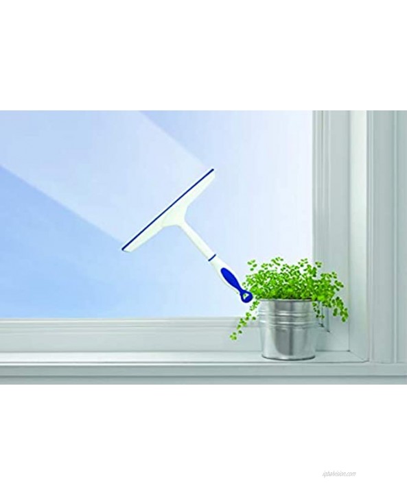Superio Rubber Squeegee Blue 10 Streak Free All Purpose Window Squeegee Comfort Grip Handle and Hanging Hook.