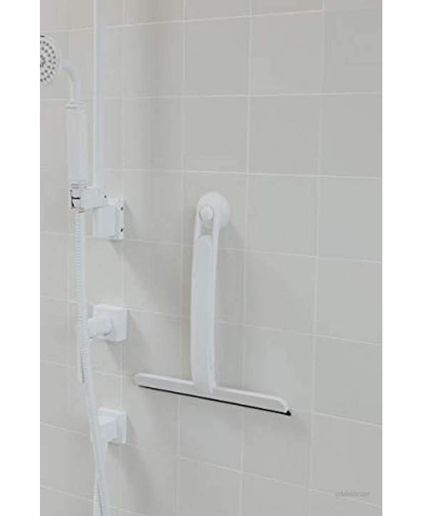 Umbra 1005121-660 Flex Squeegee White Rust-Proof Squeegee with Extending Extra Long Handle and Suction Cup Store in Shower Keep Tiles and Shower Walls Dry and Clean White,10¼ x 11½ x 1 ½ inches