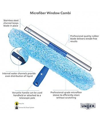 Unger 961872 Professional Microfiber Window Combi: 2-in-1 Professional Squeegee and Window Scrubber 14"