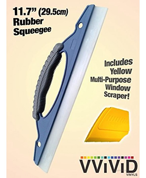 VViViD Large All-Purpose Blade Style Rubber Household 11.7 Inches Squeegee Including Yellow Multi-Purpose Window Scraper