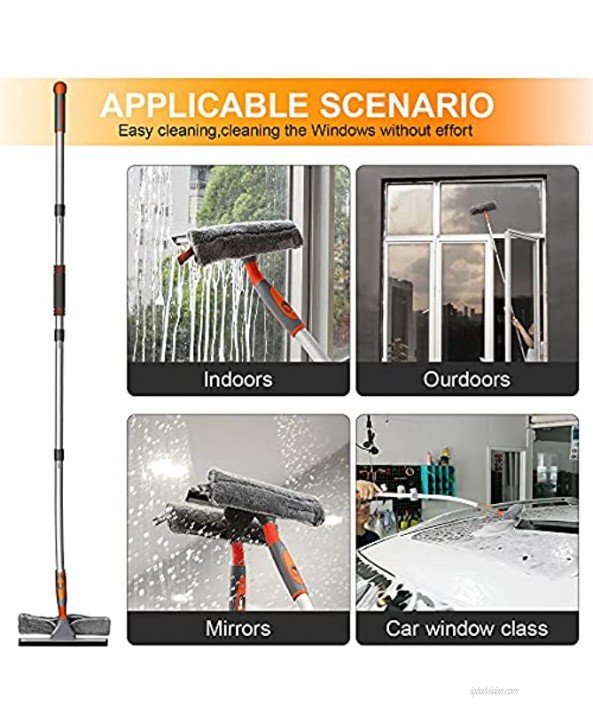 Window Shower Squeegee Newliton 2 in 1 Window Cleaner with Long Extension Pole 103’’ Telescopic Window Washing Equipment with Bendable Head Glass Cleaning Tools for Car Indoor Outdoor High Window.