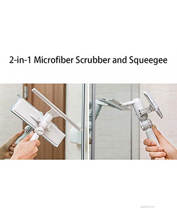 Window Squeegee with Scrubber Up to 81 inch Length Adjustable Tomorotec Professional Telescopic Squeegee Window Cleaner for Shower Doors Bathroom Window and Car Glass