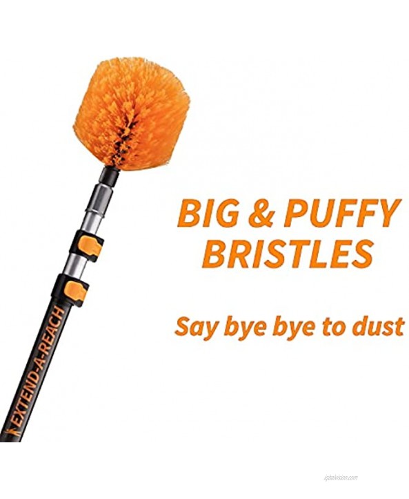 1.5-to-4 ft Cobweb Duster with Extension Pole 10+ Foot Reach Spider Web Cleaner Cobweb Brush for Outdoor & Indoor Web Cleaning Lightweight & Sturdy Telescopic Pole The Ultimate Dusting Kit