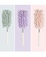 Alminionary 3Pcs Microfiber Duster Extendable Washable Mini Feather Dusters with Telescoping Extension Pole for Cleaning Home Office Purple Pink Green