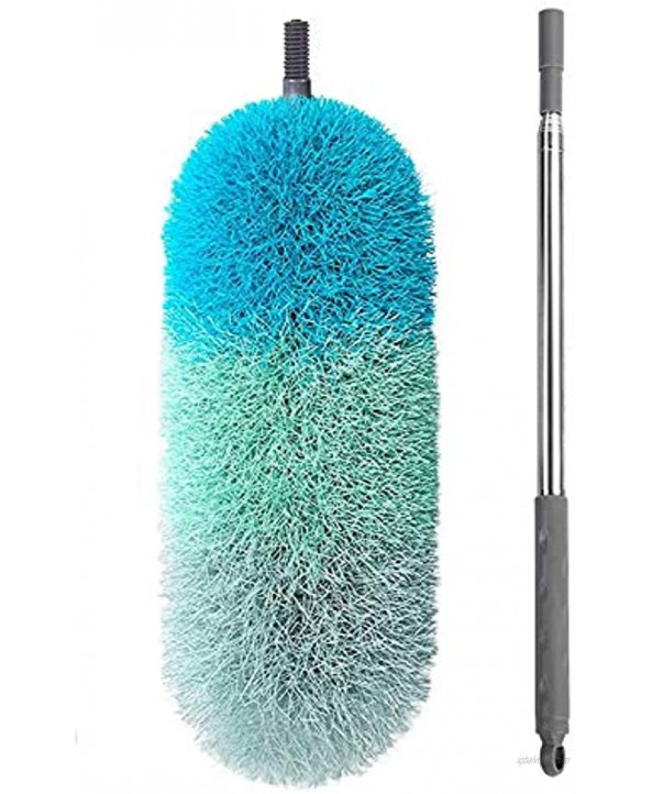 BOOMJOY Microfiber Feather Duster with Extendable Pole 100 Telescoping Cobweb Duster for Cleaning Bendable Head Scratch-Resistant Cover Washable Duster for Ceiling Fan Furniture Green