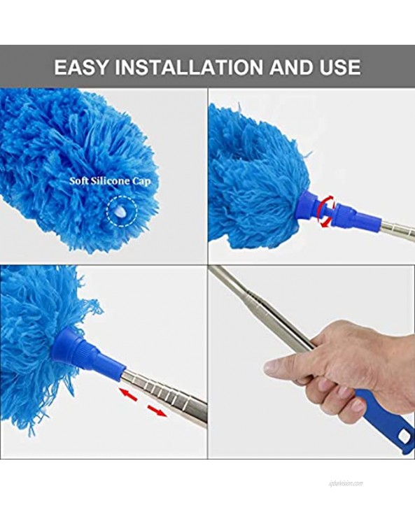 DELUX Microfiber Duster Replacement Head Refill for Poles 15 Blue