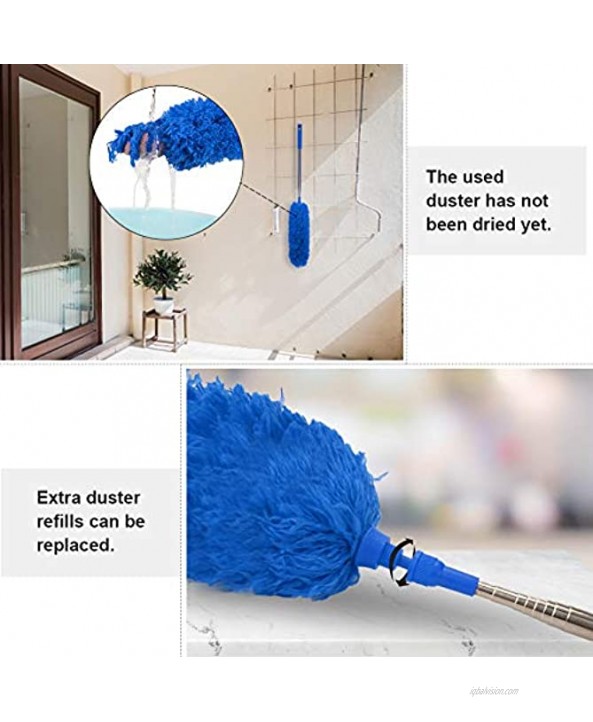 DELUX Microfiber Duster Replacement Head Refill for Poles 15 Blue