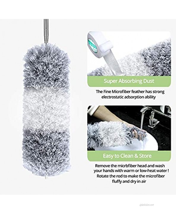 DELUX Microfiber Feather Duster Extendable Cobweb Duster with 100 inches Extra Long Pole Bendable Head & Scratch-Resistant Hat for Cleaning Ceiling Fan High Ceiling Blinds Furniture & Cars
