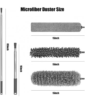 Dusters for Cleaning Microfiber Duster with Extension Pole Stainless Steel 30 to 100 Inches Washable Feather Dusters for High Ceiling Fan Blinds Furniture Cars