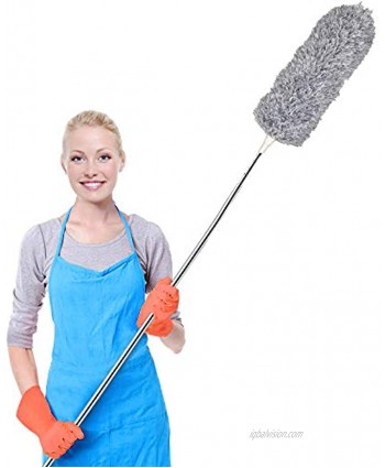 Feather Duster for Home Ceiling Fan Duster for Cleaning with Extra Long100 Extension Pole Microfiber Duster with Bendable Non-Scratch Head Extendable Detachable for Cobweb Interior Car