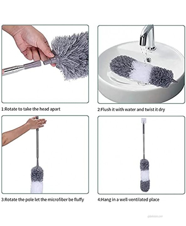 Feather Dusters Cobweb Dusting Cleaner Extra Long Extendable Dusters with Telescoping Handle for High Ceiling Fans Wall Blinds Washable Dust Tool for Household Easy Cleaning