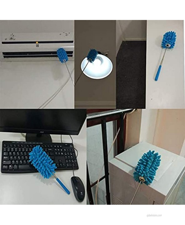Microfiber dust Collector Telescopic dust Brush Office Cleaner Blue