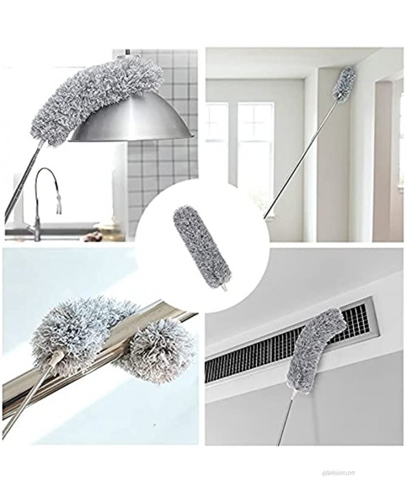 Microfiber Duste Kit with 100 Inch Telescoping Extension Pole Reusable Bendable Dusters Washable Lightweight Dusters for Cleaning Ceilings Fans