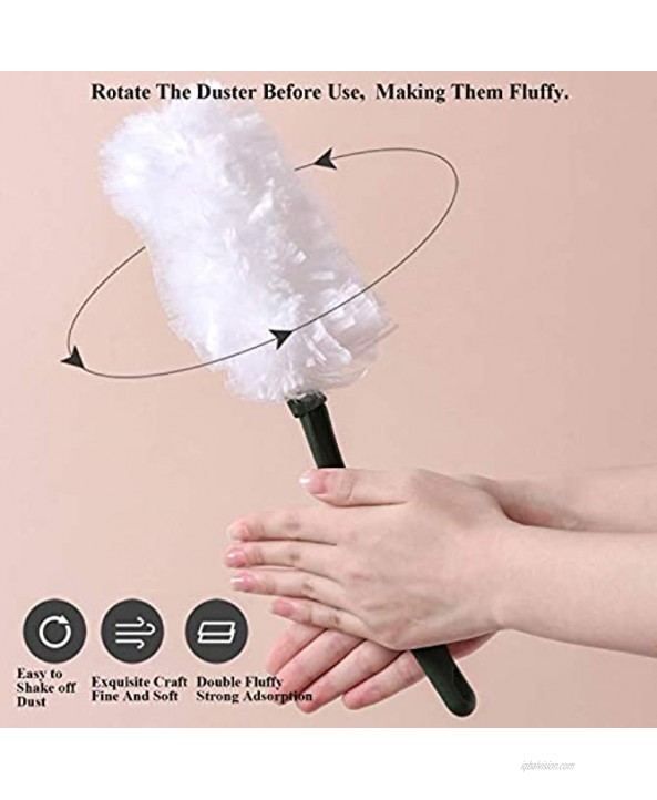 Microfiber Dusters for Cleaning 2 Pack UNIKON Static Hand Duster Disposable Dusting Brush with Replaceable Heads2 Handles & 2 Refills