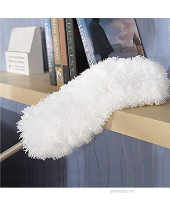 Microfiber Feather Duster with Extension Pole Flexible Bendable Removable Washable Head for Ceiling Blinds Furniture Cars Keyboard Strong Electrostatic Adsorption Dusters for Home Cleaning White