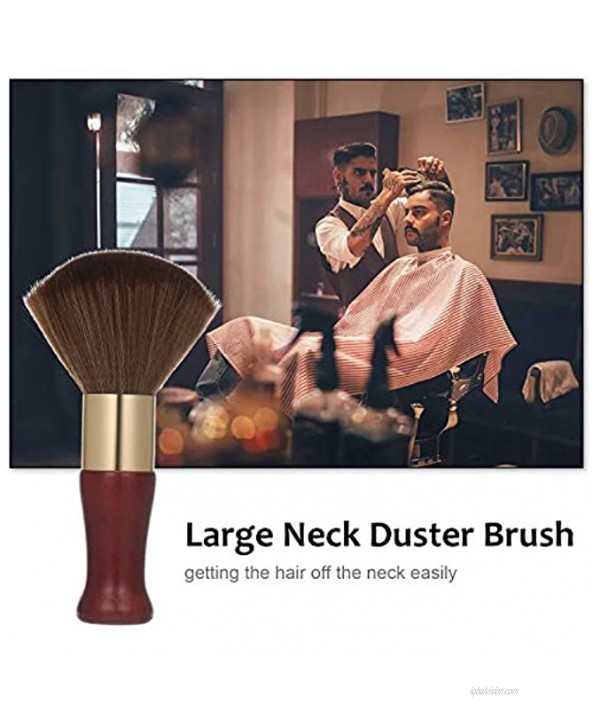 Neck Duster Large Soft Bristles Wooden Handle Stable Barber Brush with a Flat Base for Salon or Home Hair Cutting Tools Reddish-brown