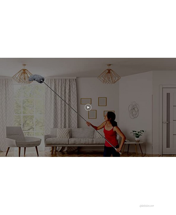 Onlyoung Microfiber Duster with Extension PoleStainless 30’’ to 100’’ Extendable Long Dusters Bendable Head & Scratch Resistant Cobweb Duster for Cleaning Ceiling Fan Furniture Blinds Vents Cars