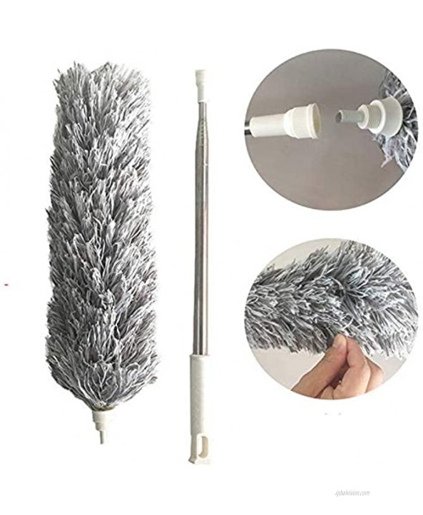 Telescoping Duster 100 Extendable Microfiber Feather Duster Flexible Cleaning Head for Ceiling Fan Blinds and Cobweb Removal Bendable Head Washable