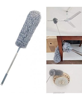 Telescoping Duster 100" Extendable Microfiber Feather Duster Flexible Cleaning Head for Ceiling Fan Blinds and Cobweb Removal Bendable Head Washable