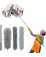Telescoping Microfiber Duster Kit for High Ceiling and Gap Cleaning 1 Extra Long Stainless Pole and 3 Multifunctional Duster Washable Cobweb Duster Bendable & Flexible Dusting Head