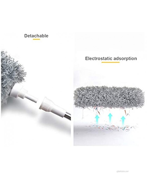 Telescoping Microfiber Duster,Dsuter with 100 Stainless Steel Extension Pole and Protective Cap,Detachable & Washable & Bendable,Cleaner for Ceiling Fan,Lamps,Chandelier,Blind,Wall,Cobweb,Car Gray