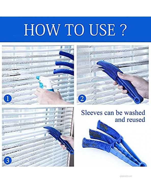 Window Blinds Duster 1 Pack Cleaner Duster Brush with 2 Microfiber Sleeves for Window Shutters Blind Air Conditioner Groove Gap Duster