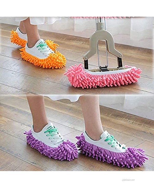 Yueiehe 5 Pairs 10 Pieces Multi-Function Dust Duster Mop Slippers Shoes Cover Soft Washable Reusable Microfiber Foot Socks Floor Cleaning Tools Shoe Cover